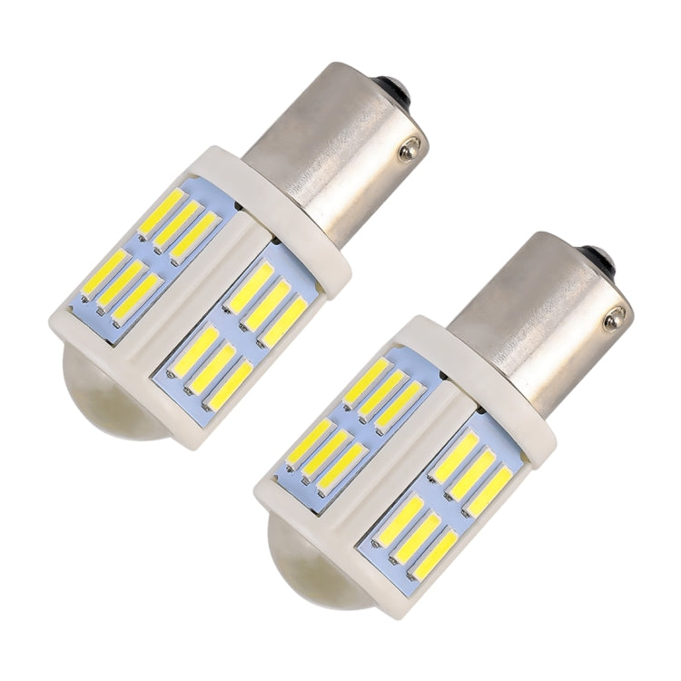 2 PCS 1156 / BA15S 4.5W DC 12V 6000K 290LM Car Auto Ceramics Turn Lights / Reversing Light 27LEDs SMD-7020 Lamps, with Projector Lens (White Light) - Brake Lights by buy2fix | Online Shopping UK | buy2fix