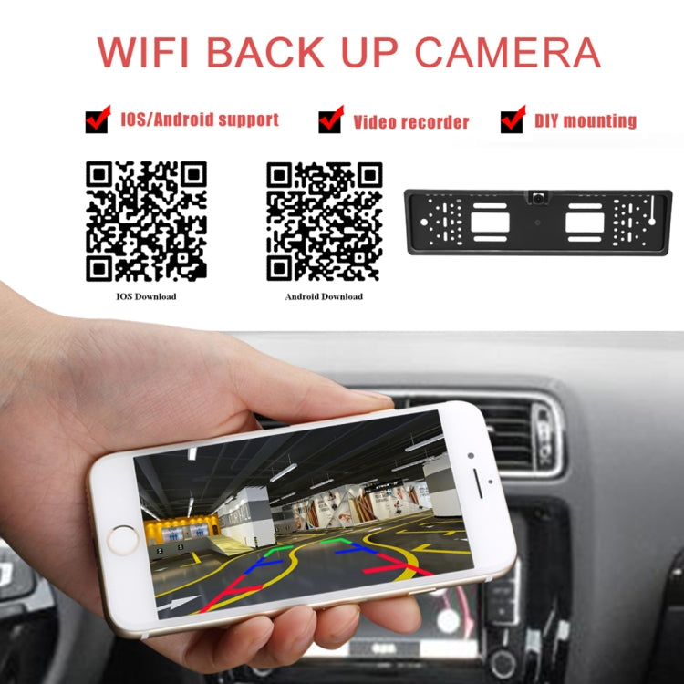 PZ421-WF Europe Car License Plate Frame 170 Degree WIFI Rear View Camera - In Car by buy2fix | Online Shopping UK | buy2fix