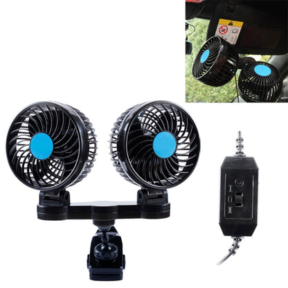 HUXIN HX-T605 7W 360 Degree Adjustable Rotation Clip Two Head Low Noise Mini Electric Car Fan with Gear Switch, DC12V - Heating & Fans by buy2fix | Online Shopping UK | buy2fix