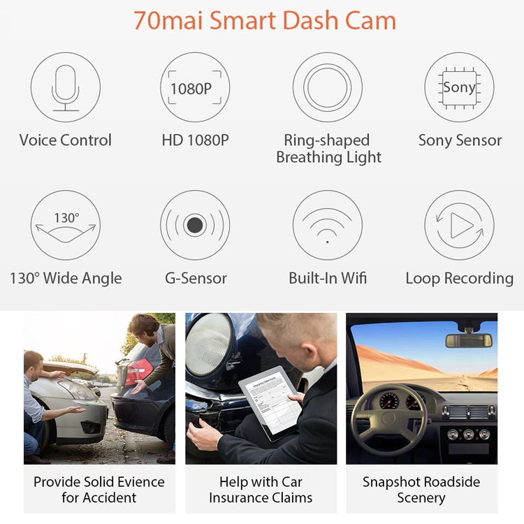 [HK Warehouse] Original Xiaomi Midrive D06 70 Mai Smart HD Night Vision 1080P Wireless Driving Dashcam 1S, EN Version - Car DVRs by buy2fix | Online Shopping UK | buy2fix