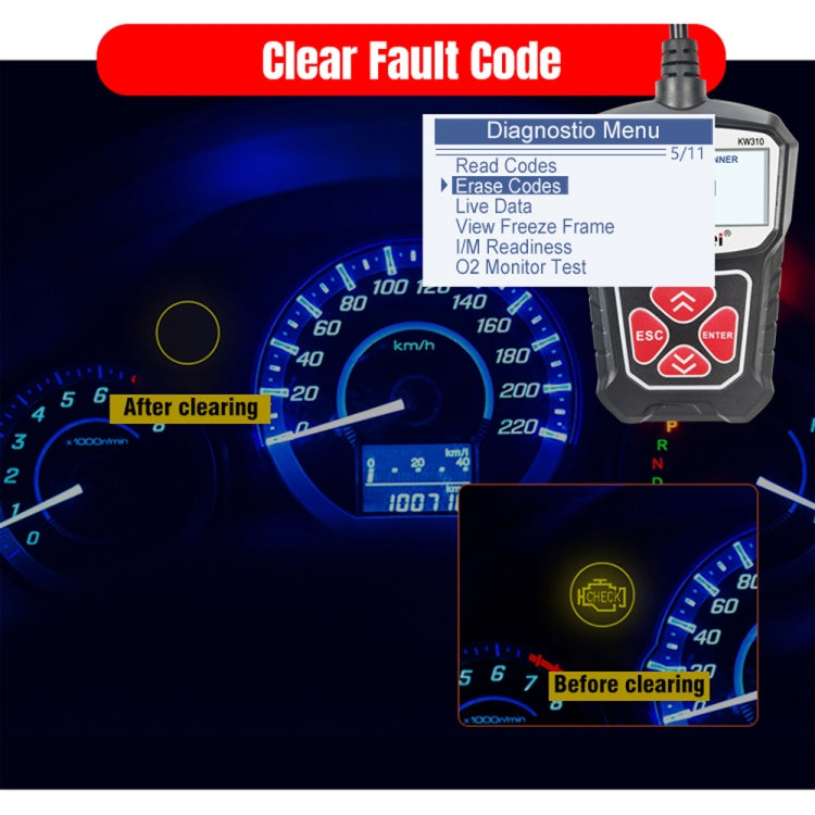 KONNWEI KW310 OBD Car Fault Detector Code Reader ELM327 OBD2 Scanner Diagnostic Tool(Black) - Code Readers & Scan Tools by KONNWEI | Online Shopping UK | buy2fix