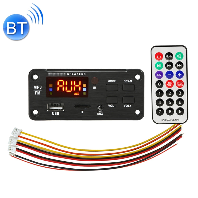 Car 12V Color Screen Display Bluetooth 5.0 Audio MP3 Player Decoder Board FM Radio TF Card USB 3.5mm AUX, with Remote Control -  by buy2fix | Online Shopping UK | buy2fix