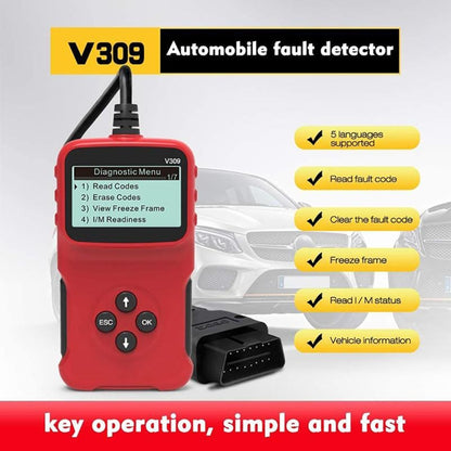 V309 Car Portable OBD2 Scanner Car Diagnostic Tool OBD 2 Automotive Scanner OBD Code Reader - In Car by buy2fix | Online Shopping UK | buy2fix