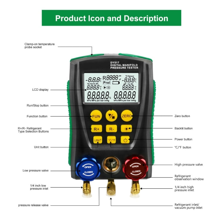 DUOYI DY517A Car Air Conditioning Diagnostic Instrument Temperature Monitor Fluoride Meter - Electronic Test by DUOYI | Online Shopping UK | buy2fix