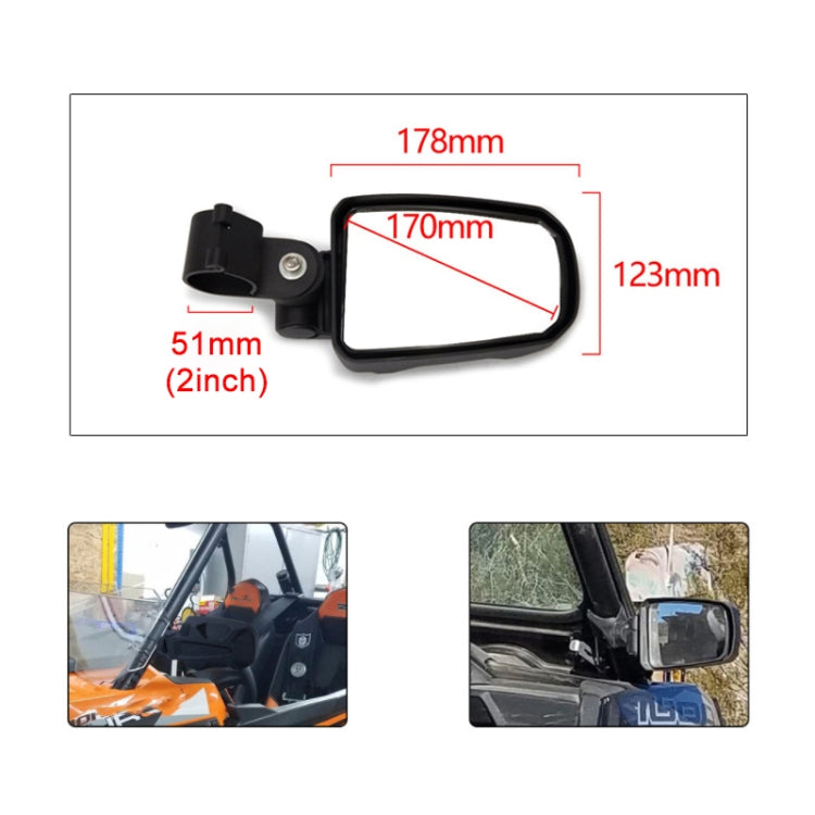 Pair All-terrain Vehicles Wide Field View 2.0 inch Rearview Mirror Side Reflector Mirror for UTV / ATV - In Car by buy2fix | Online Shopping UK | buy2fix