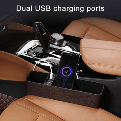 1 Pair Car Multi-functional Seat Crevice USB Storage Box(Coffee) - In Car by buy2fix | Online Shopping UK | buy2fix