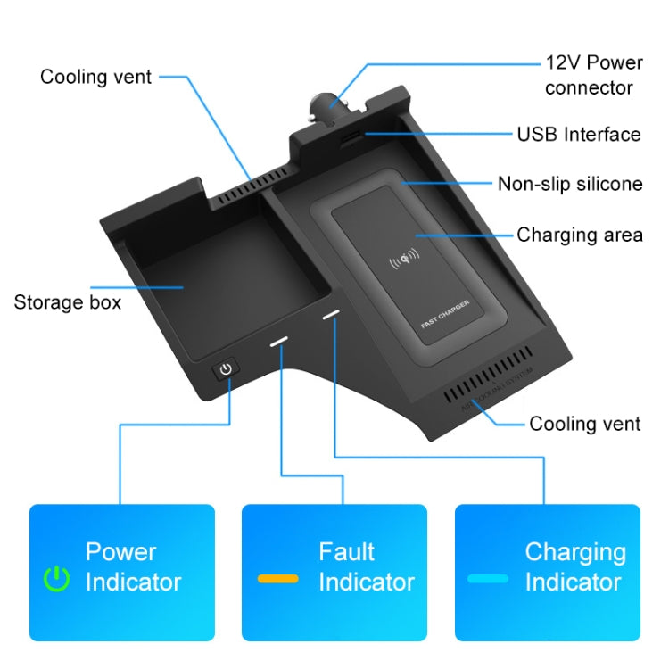 HFC-1042 Car Qi Standard Wireless Charger 10W Quick Charging for Nissan Sylphy 2020-2022, Left Driving - In Car by buy2fix | Online Shopping UK | buy2fix