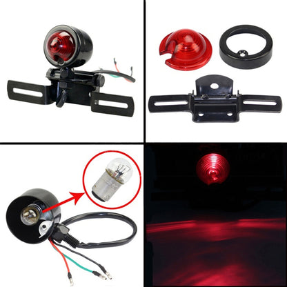 2 PCS KC-WD-FGZXD Motorcycle Retro Round Brake Light with License Plate Holder - In Car by buy2fix | Online Shopping UK | buy2fix