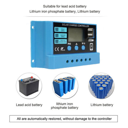 30A Solar Charge Controller 12V / 24V Lithium Lead-Acid Battery Charge Discharge PV Controller - In Car by buy2fix | Online Shopping UK | buy2fix