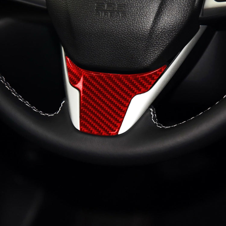 Car Carbon Fiber Steering Wheel Decorative Sticker for Honda Tenth Generation Civic 2016-2019, Left and Right Drive Universal (Red) - In Car by buy2fix | Online Shopping UK | buy2fix