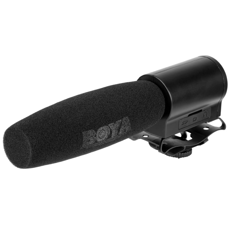 BOYA BY-DMR7 Shotgun Condenser Broadcast Microphone with LCD Display & Integrated Flash Recorder for Canon / Nikon / Sony DSLR Cameras and Video Cameras(Black) - Camera Microphone by BOYA | Online Shopping UK | buy2fix