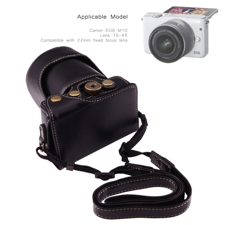 Full Body Camera PU Leather Case Bag with Strap for Canon EOS M10(Black) - Camera Accessories by buy2fix | Online Shopping UK | buy2fix