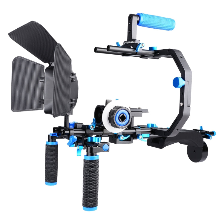 YELANGU D206 C-Type Handle Camera Shoulder Rigs Mount Kit with Matte Box & Follow Focus(Blue) - Camera Accessories by YELANGU | Online Shopping UK | buy2fix