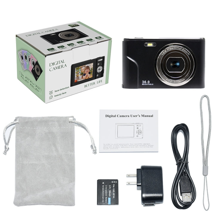 DC311 2.4 inch 36MP 16X Zoom 2.7K Full HD Digital Camera Children Card Camera, UK Plug (Black) - Consumer Electronics by buy2fix | Online Shopping UK | buy2fix
