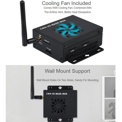 Waveshare Mini IO Board Full Ver Mini-Computer Base Box with Metal Case & Cooling Fan for Raspberry Pi CM4(US Plug) - Mini PC Accessories by WAVESHARE | Online Shopping UK | buy2fix