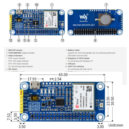 Waveshare ZED-F9P GPS-RTK HAT Centimeter Level Accuracy Multi-Band RTK Differential GPS Module for Raspberry Pi - Modules Expansions Accessories by WAVESHARE | Online Shopping UK | buy2fix