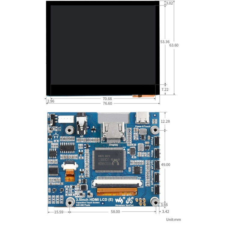 Waveshare 3.5 inch HDMI Capacitive Touch IPS LCD Display (E), 640 x 480, Audio Jack - Consumer Electronics by WAVESHARE | Online Shopping UK | buy2fix