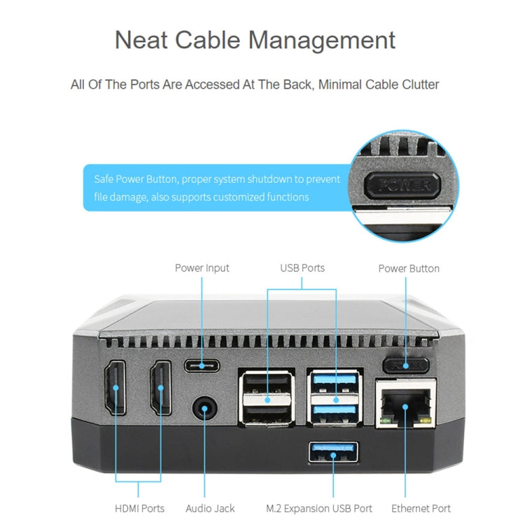 Waveshare Argon One M.2 Aluminum Case For Raspberry Pi 4, with M.2 Expansion Slot - Consumer Electronics by WAVESHARE | Online Shopping UK | buy2fix