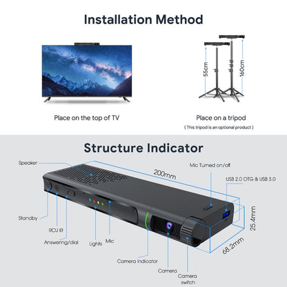 MECOOL KA2 Video Calling on TV Android 10.0 Smart TV Box with Remote Control, Amlogic S905X4 Quad Core Cortex A35, 4GB+64GB, Dual-Band / Ethernet / Camera(US Plug) - Consumer Electronics by MECOOL | Online Shopping UK | buy2fix