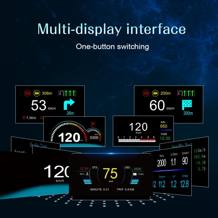 C1 OBD2 + GPS Mode Car HUD Head-up Display Compass / Speed / Water Temperature / Voltage Display / Speed / Fault Alarm / Navigation Function -  by buy2fix | Online Shopping UK | buy2fix