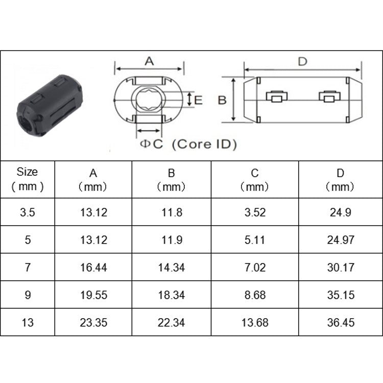 10 PCS / Pack 13mm Anti-interference Degaussing Ring Ferrite Ring Cable Clip Core Noise Suppressor Filter - In Car by buy2fix | Online Shopping UK | buy2fix