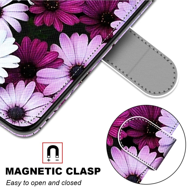 For Samsung Galaxy S21 Ultra 5G Coloured Drawing Cross Texture Horizontal Flip PU Leather Case with Holder & Card Slots & Wallet & Lanyard(Chrysanthemum Pink White Purple) - Samsung Accessories by buy2fix | Online Shopping UK | buy2fix