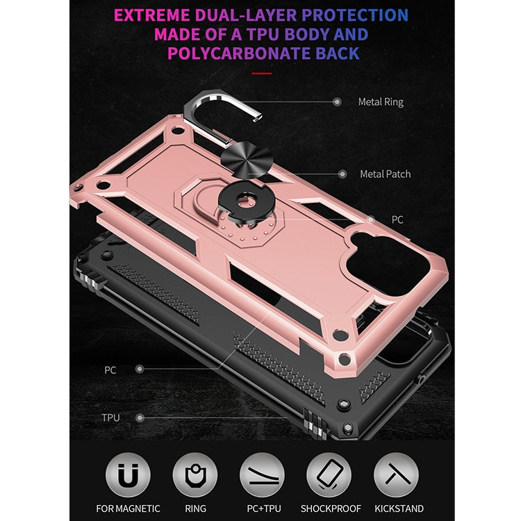 For Samsung Galaxy A12 5G Shockproof TPU + PC Protective Case with 360 Degree Rotating Holder(Rose Gold) - Samsung Accessories by buy2fix | Online Shopping UK | buy2fix