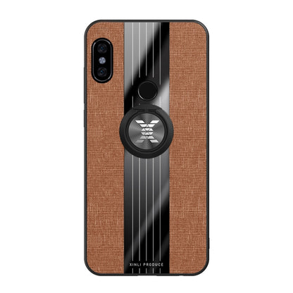 For Xiaomi Redmi Note 5 XINLI Stitching Cloth Texture Shockproof TPU Protective Case with Ring Holder(Brown) - Xiaomi Cases by XINLI | Online Shopping UK | buy2fix