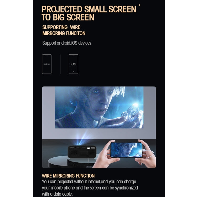 T500 1920x1080P 80 Lumens Portable Mini Home Theater LED HD Digital Projector Without Remote Control & Adaptor(Black) - Consumer Electronics by buy2fix | Online Shopping UK | buy2fix