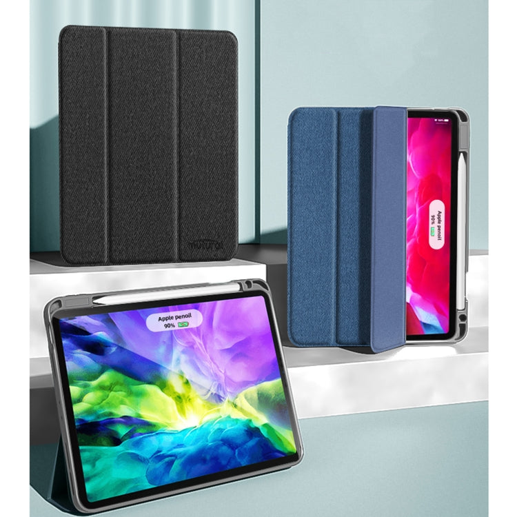 For iPad Pro 11 2022 / 2021 / 2020 Mutural YASHI Series TPU + PU Cloth Pattern Texture Horizontal Flip Leather Tablet Case with Three-folding Holder & Pen Slot & Wake-up / Sleep Function(Green) - iPad Pro 11 (2022/2021) Cases by Mutural | Online Shopping UK | buy2fix