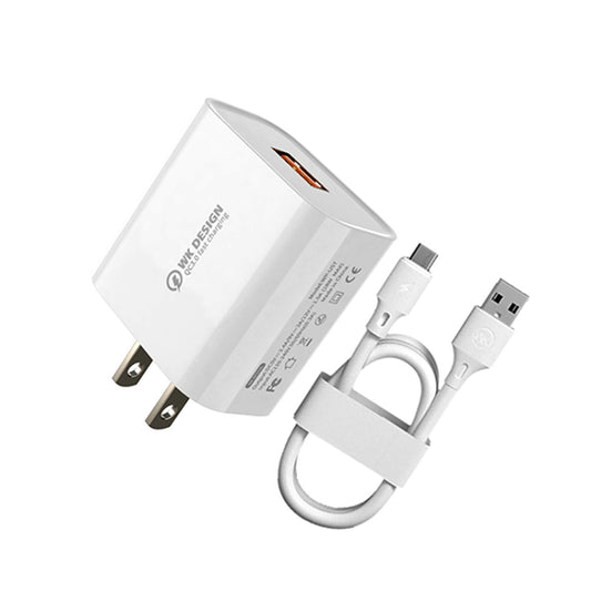 WK WP-U57 Max 18W Maxspeed QC3.0 Fast Charger + USB to Type-C / USB-C Data Cable, Plug Type:US Plug - Apple Accessories by WK | Online Shopping UK | buy2fix