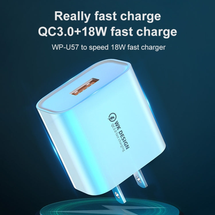 WK WP-U57 18W Speed QC3.0 Fast Charger + USB to Type-C / USB-C Data Cable, Plug Type:US Plug - USB Charger by WK | Online Shopping UK | buy2fix