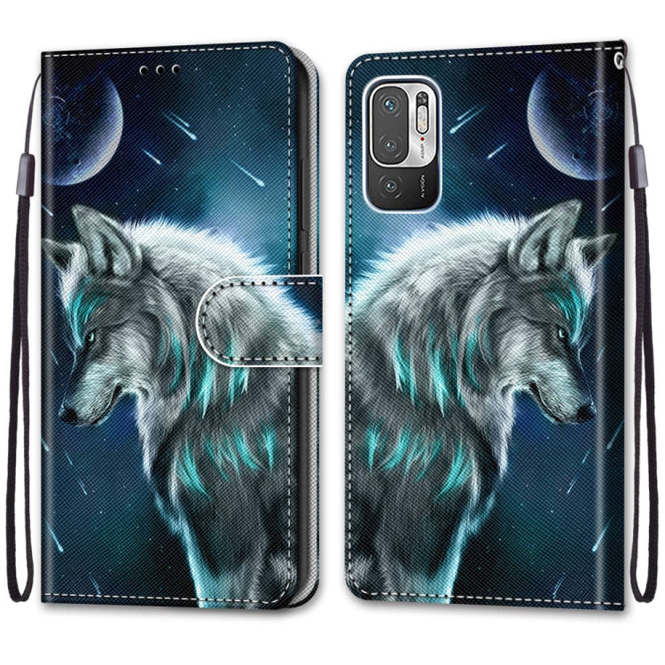For Xiaomi Redmi Note 10 5G Coloured Drawing Cross Texture Horizontal Flip PU Leather Case with Holder & Card Slots & Wallet & Lanyard(Pensive Wolf) - Xiaomi Cases by buy2fix | Online Shopping UK | buy2fix