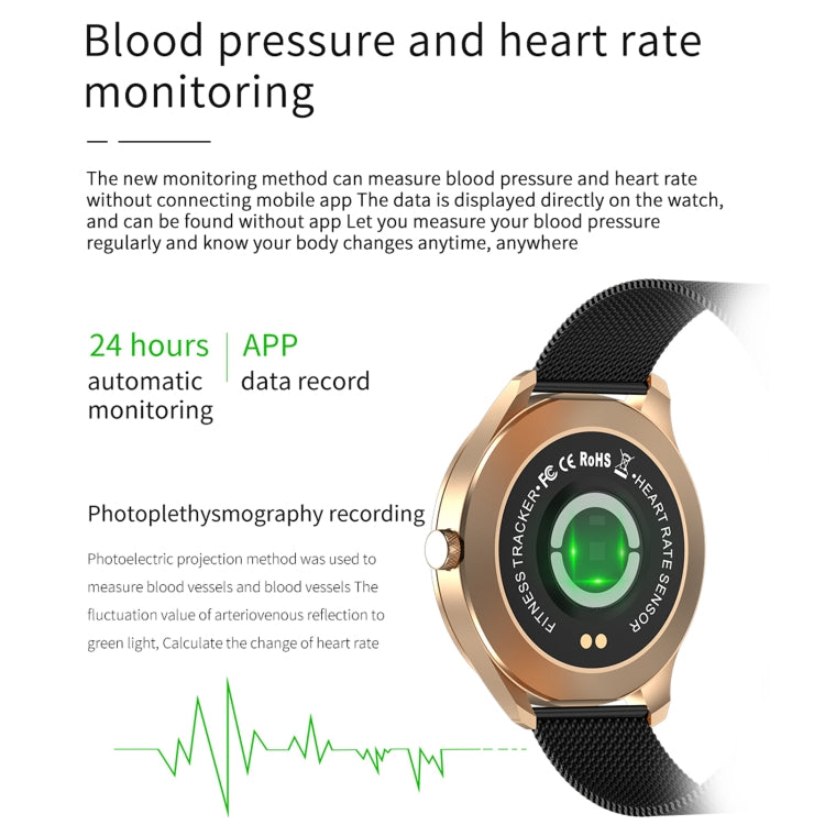 Q9L 1.28 inch IPS Color Screen IP67 Waterproof Smart Watch, Support Blood Pressure Monitoring / Heart Rate Monitoring / Sleep Monitoring(Gold) - Smart Wear by buy2fix | Online Shopping UK | buy2fix