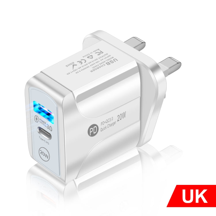 FLOVEME 210BL2007 PD 20W QC3.0 Phone Fast Charger Power Adapter, Plug Type:UK Plug(White) - Apple Accessories by FLOVEME | Online Shopping UK | buy2fix