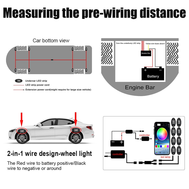 8 in 1 DC12V Car Mobile Phone Bluetooth APP Control  RGB Symphony Chassis Light with 16LEDs SMD-5050 Lamp Beads - In Car by buy2fix | Online Shopping UK | buy2fix