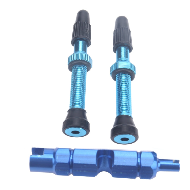 A5595 2 PCS 40mm Blue French Tubeless Valve Core with Blue Disassembly Tool for Road Bike - Outdoor & Sports by buy2fix | Online Shopping UK | buy2fix