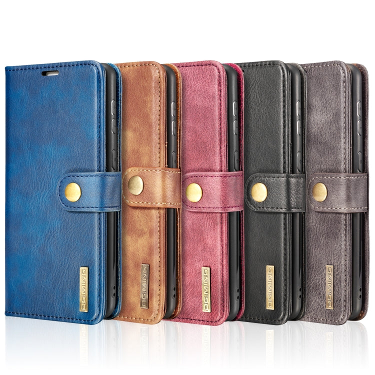 For Samsung Galaxy S21 FE DG.MING Crazy Horse Texture Flip Detachable Magnetic Leather Case with Holder & Card Slots & Wallet(Blue) - Galaxy Phone Cases by DG.MING | Online Shopping UK | buy2fix