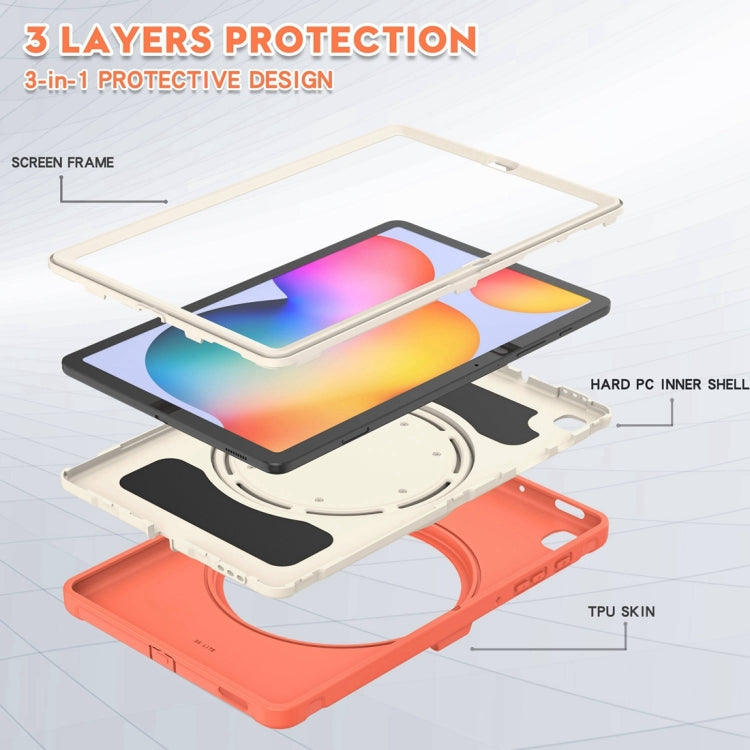 Shockproof TPU + PC Protective Case with 360 Degree Rotation Foldable Handle Grip Holder & Pen Slot For Samsung Galaxy Tab S6 Lite 10.4 inch P610(Living Coral) - Tab S6 Lite P610 / P615 by buy2fix | Online Shopping UK | buy2fix