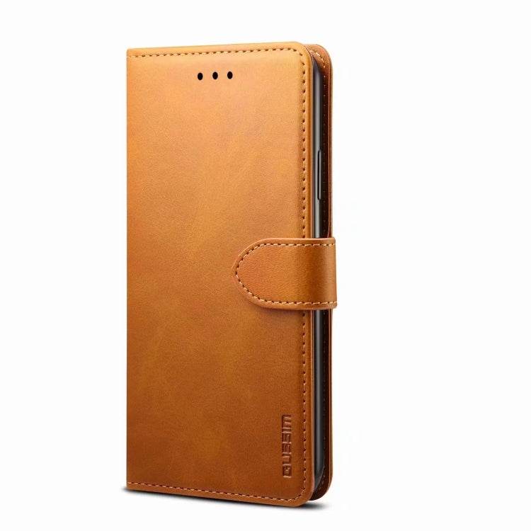 For Samsung Galaxy S21 FE GUSSIM Business Style Horizontal Flip Leather Case with Holder & Card Slots & Wallet(Khaki) - Galaxy Phone Cases by GUSSIM | Online Shopping UK | buy2fix