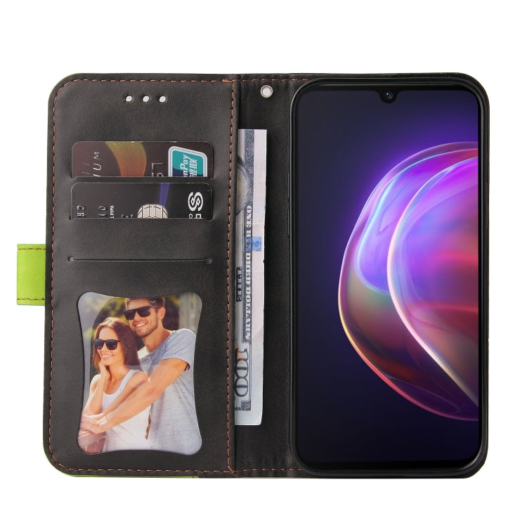 For vivo V21 4G / 5G Business Stitching-Color Horizontal Flip PU Leather Case with Holder & Card Slots & Photo Frame(Green) - vivo Cases by buy2fix | Online Shopping UK | buy2fix