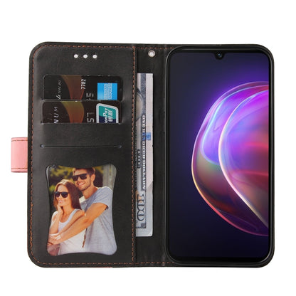 For vivo V21 4G / 5G Business Stitching-Color Horizontal Flip PU Leather Case with Holder & Card Slots & Photo Frame(Pink) - vivo Cases by buy2fix | Online Shopping UK | buy2fix