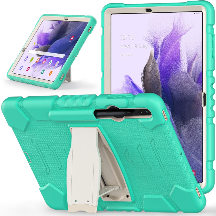 For Samsung Galaxy Tab S7+/ Tab S7 FE / Tab S8+ 3-Layer Protection Screen Frame + PC + Silicone Combination Case with Holder(Mint Green) - Other Galaxy Tab PC by buy2fix | Online Shopping UK | buy2fix