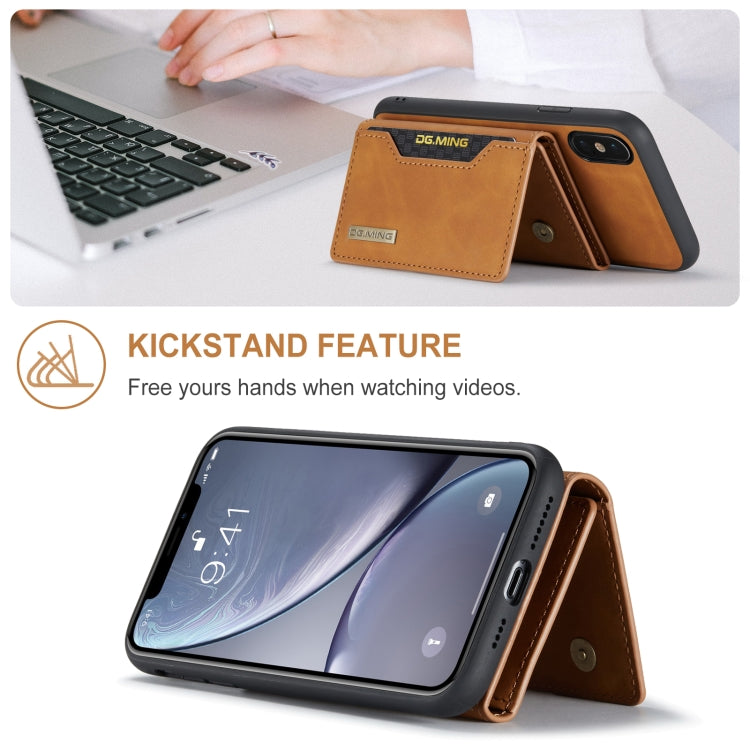 DG.MING M2 Series 3-Fold Multi Card Bag Back Cover Shockproof Case with Wallet & Holder Function For iPhone XS(Brown) -  by DG.MING | Online Shopping UK | buy2fix