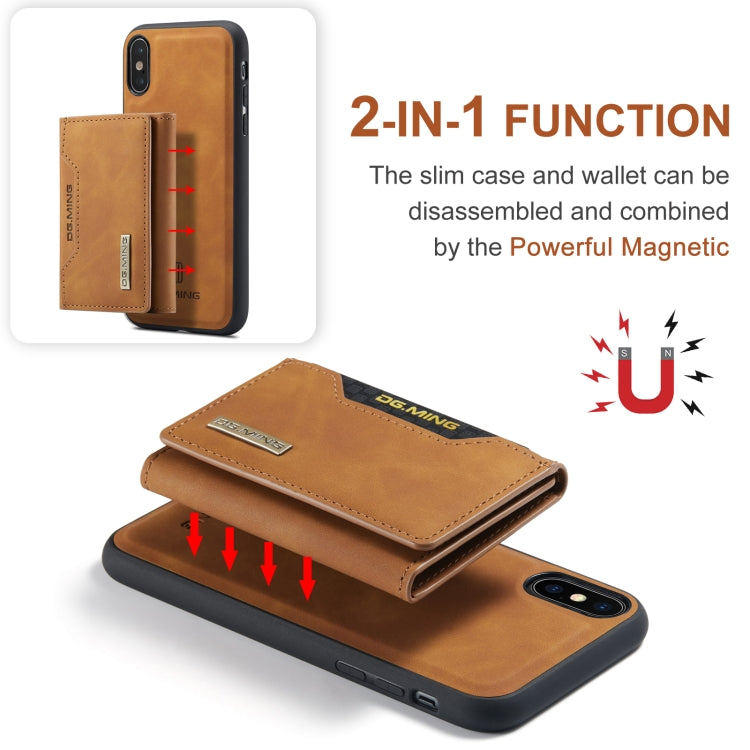 DG.MING M2 Series 3-Fold Multi Card Bag Back Cover Shockproof Case with Wallet & Holder Function For iPhone XS(Brown) -  by DG.MING | Online Shopping UK | buy2fix