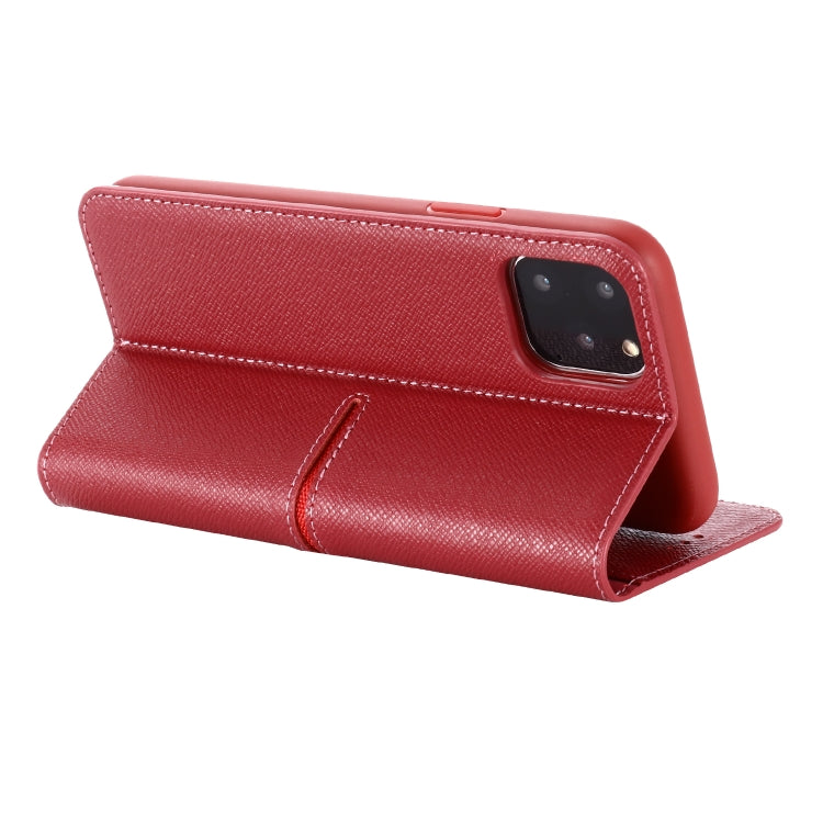 For iPhone 11 Pro GEBEI Top-grain Leather Horizontal Flip Protective Case with Holder & Card Slots & Wallet & Photo Frame(Red Wine) - iPhone 11 Pro Cases by GEBEI | Online Shopping UK | buy2fix