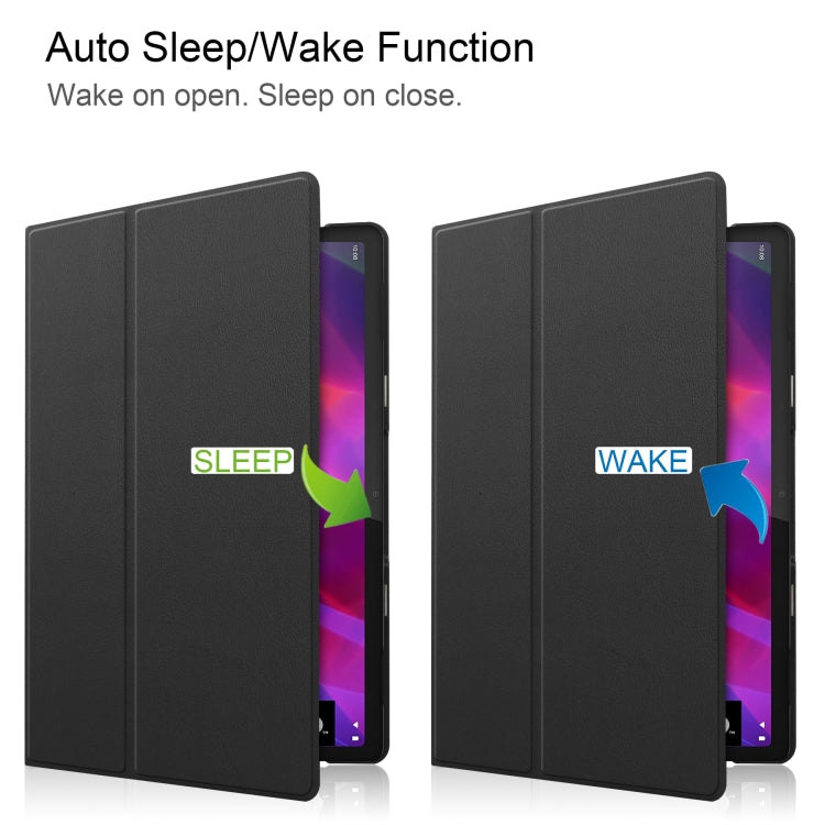 For Lenovo Yoga Tab 11 Custer Texture Horizontal Flip PU Leather Case with Holder & Sleep / Wake-up Function(Black) - For Lenovo by buy2fix | Online Shopping UK | buy2fix