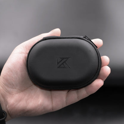 KZ Portable PU Leather Oval Data Cable Charger Earphone Storage Box(Black) - Digital Storage Bag by KZ | Online Shopping UK | buy2fix