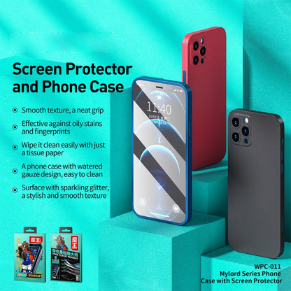 For iPhone 12 Pro Max WK WPC-011 Shockproof PC Phone Case with Tempered Glass Film(Blue) - iPhone 12 Pro Max Cases by WK | Online Shopping UK | buy2fix