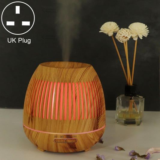 400ml Hollow-out LED Humidifier Wood Grain Air Purifier Aromatherapy Machine Automatic Alcohol Sprayer with Colorful LED Light, Plug Specification:UK Plug(Light Brown) - Home & Garden by buy2fix | Online Shopping UK | buy2fix